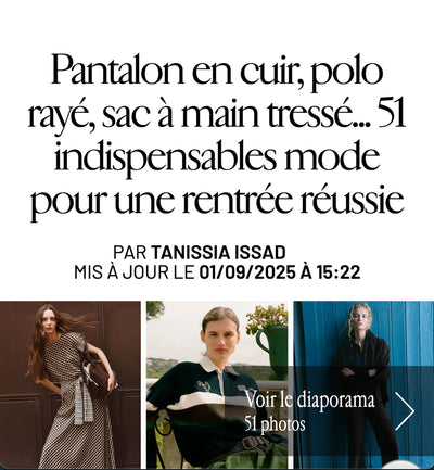 The cover of the Marie Claire France article that showcased black Lulu handbag in italian leather from Studio DRÈA as one of the indispensable trends of the season shopping list
